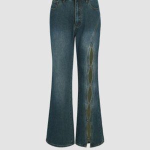 Retro Cut Out Flare Leg Jeans